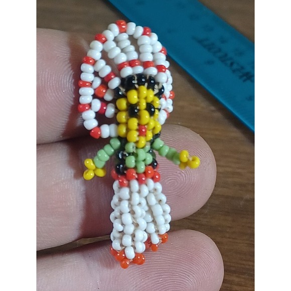 Vintage Glass Bead Indian Cheif 1.75 " Tall - Picture 4 of 6